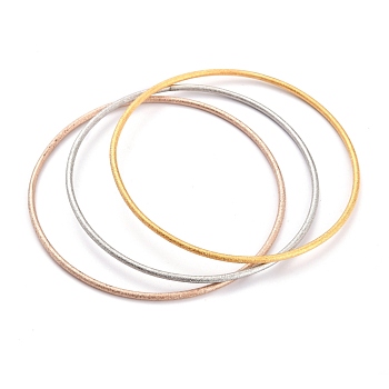 3Pcs 3 Colors Women's Simple Fashion 304 Stainless Steel Stackable Buddhist Bangles, Textured, Mixed Color, Inner Diameter: 2-5/8 inch(6.8cm), 1pc/color