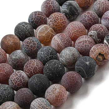 Natural Weathered Agate Beads Strands, Round, Dyed & Heated, Rosy Brown, 12mm, Hole: 1.6mm, about 31pcs/strand, 14.76''(37.5cm)