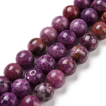 Natural Kunzite Beads Strands, Round, Purple, 12mm, Hole: 1.4mm, about 34pcs/strand, 16.14 inch(41cm)