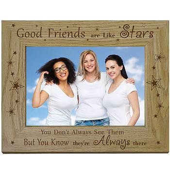 MDF Photo Frames, Glass Display Pictures, for Tabletop Display Photo Frame, Rectangle, Star, 241x191mm