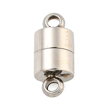 Tarnish Resistant 304 Stainless Steel Magnetic Clasps, with Loops, Column, Stainless Steel Color, 10mm, Hole: 1.2mm