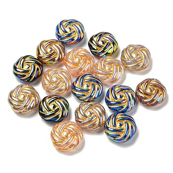 Opaque Acrylic Beads, Golden Metal Enlaced, Flower, Mixed Color, 16x7mm, Hole: 1.5mm