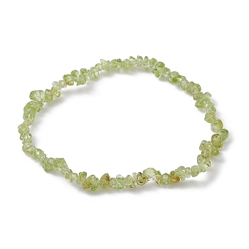 Natural Olive Jade Chips Beaded Stretch Bracelets for Women, Inner Diameter: 2-1/4~2-1/2 inch(58~62mm)