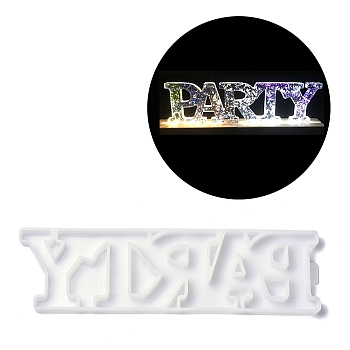 DIY Decorations Silicone Molds, Resin Casting Molds, For UV Resin, Epoxy Resin Craft Making, Word PARTY, White, 267x75.5x12mm