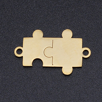 201 Stainless Steel Links connectors, Laser Cut, Puzzle, Golden, 13x21x1mm, Hole: 1.5mm