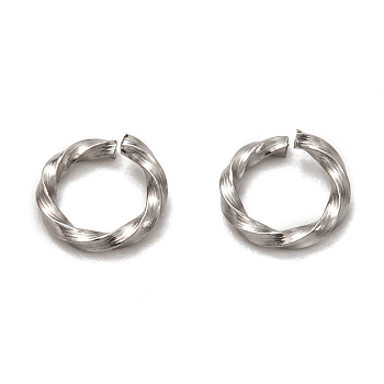 Non-Tarnish 304 Stainless Steel Twisted Jump Rings, Open Jump Rings, Stainless Steel Color, 6.5x1.1mm, Inner Diameter: 4.5mm