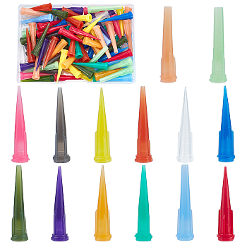 112Pcs TT Plastic Needles, Dispensing Tips for Refilling Glue Fluid Precisely, Mixed Color, 3x0.041cm, 14style, 8pcs/style