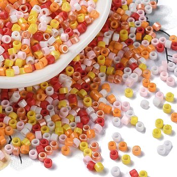 Baking Paint Glass Seed Beads, Cylinder, Dark Salmon, 2.5x2mm, Hole: 1.4mm, about 45359pcs/pound