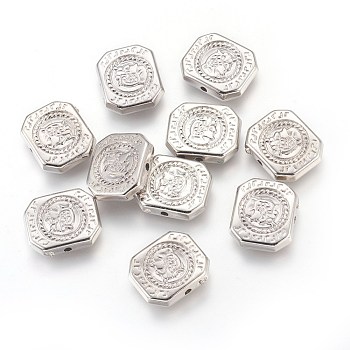 CCB Plastic Beads, Rectangle, Platinum, 15x18x4mm, Hole: 1.5mm