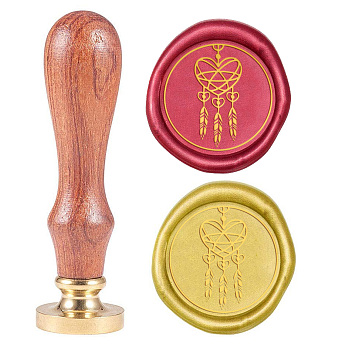 Wax Seal Stamp Set, Sealing Wax Stamp Solid Brass Head,  Wood Handle Retro Brass Stamp Kit Removable, for Envelopes Invitations, Gift Card, Heart Pattern, 83x22mm, Head: 7.5mm, Stamps: 25x14.5mm