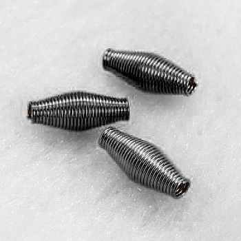 Steel Spring Beads, Coil Beads, Rice, Gunmetal, about 4mm wide, 9mm long, hole: 1mm