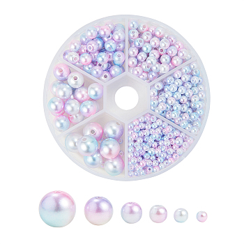 Rainbow ABS Plastic Imitation Pearl Beads, Gradient Mermaid Pearl Beads, Round, Sky Blue, 3x2.5mm, Hole: 1mm