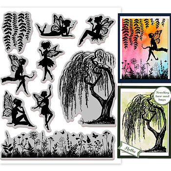 Rubber Clear Stamps, for Card Making Decoration DIY Scrapbooking, Fairy, 22x18x0.8cm