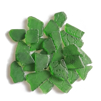 Glass Cabochons, Large Sea Glass, Tumbled Frosted Beach Glass for Arts & Crafts Jewelry, Irregular Shape, Green, 20~50mm, about 1000g/bag