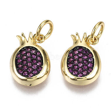 Real 16K Gold Plated Purple Fruit Brass+Cubic Zirconia Charms