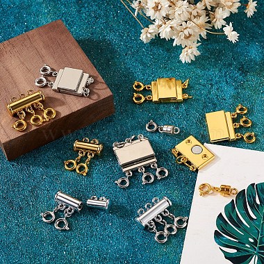 10Pcs 10 Styles Alloy Magnetic Clasps Slide Lock Clasps with Spring Ring Clasps(FIND-TA0002-03)-8
