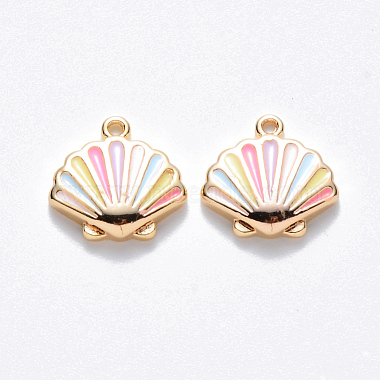 Real Gold Plated Colorful Shell Brass+Enamel Charms