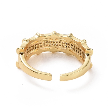Clear Cubic Zirconia Bamboo Open Cuff Ring(RJEW-I093-02G)-3