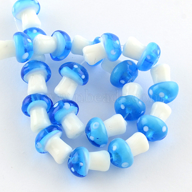 Dodger Blue Mushroom Lampwork Beads