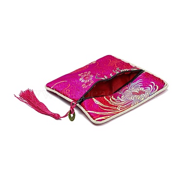 Chinese Brocade Tassel Zipper Jewelry Bag Gift Pouch(X-ABAG-F005-10)-3