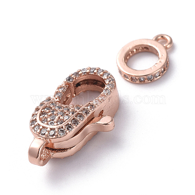 Brass Micro Pave Cubic Zirconia Lobster Claw Clasps(ZIRC-G160-24RG)-2
