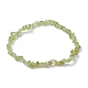 Женские эластичные браслеты из натуральной оливковой нефритовой крошки с бисером(BJEW-JB10046-02)-1