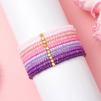 10Pcs Glass Seed Beads Stretch Bracelets for Women, Round, with Brass, Gradient Color, Mixed Color, Bead: 3~3.5mm, Inner Diameter: 2.24~2.28 inch(5.7~5.8cm)(BJEW-MZ00271)