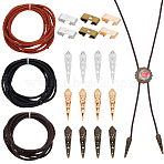 DIY Making Kit, Including Brass Bead Cone, Iron Bolo Tie Slides Clasp Accessories, Round Braided Cowhide Cords, Mixed Color, 35x9mm(DIY-NB0014-36)