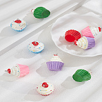 10Pcs 5 Colors Resin Pendants, with Iron Findings, Cup Cake, Mixed Color, 30~32x23~24mm, Hole: 2mm, 2pcs/color(RESI-LP0001-55)