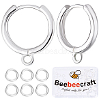 20Pcs Brass Huggie Hoop Earring Findings, with 20Pcs Jump Rings, Nickel Free, 925 Sterling Silver Plated, 20 Gauge, 16~17x14mm, Hole: 2mm, Pin: 0.8mm(KK-BBC0014-56)
