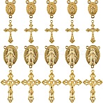DIY Religion Theme Jewelry Making Findings Kit, Including Tibetan Style Alloy Chandelier Component Links & Pendants, Oval & Cross, Golden, 40Pcs/box(DIY-SC0024-07)