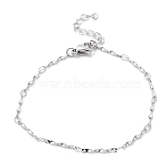 304 Stainless Steel Twist Bar Link Chain Bracelets, Stainless Steel Color, 7 inch(17.8cm)(BJEW-K226-09P)