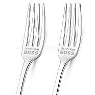 Globleland 1 Set 2Pcs 304 Stainless Steel Fork, Word, with 1Pc Coated Paper Cutlery Storage Box, Word, 200x24mm(AJEW-GL0001-19-060)
