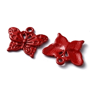Baking Painted Alloy Pendants, Butterfly Charm, Red, 16.5x20x2mm, Hole: 1.5mm(FIND-TAC0011-82E)