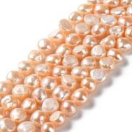 Natural Cultured Freshwater Pearl Beads Strands, Two Sides Polished, Grade 3A+, PeachPuff, 11~12x10~11x7~9mm, Hole: 0.7mm, about 34~35pcs/strand, 13.98~14.37''(35.5~36.5cm)(PEAR-E018-87)