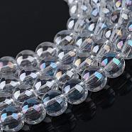 Electroplate Glass Beads Strands, AB Color Plated, Round, Clear AB, 9.5x10.5mm, Hole: 1.5mm, about 82pcs/strand, 29.9 inch(EGLA-Q062-10mm-A09)