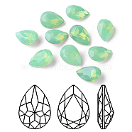 Faceted Teardrop K9 Glass Rhinestone Cabochons, Grade A, Pointed Back & Back Plated, Pacific Opal, 18x13x6mm(RGLA-I001-18x13mm-032)