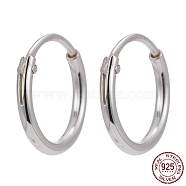 Sterling Silver Hoop Earring Findings, Ring, Silver, 10x1.2mm, Pin: 0.7mm(X-STER-E062-05A-S)