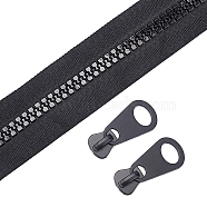Nylon Closed-end Zipper and Resin Zipper Sliders Zipper Head, Black, 47x18mm(DIY-BC0011-68)