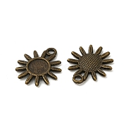 Tibetan Style Alloy Pendant Cabochon Settings, Cadmium Free & Nickel Free & Lead Free, Sunflower, Antique Bronze, Tray: 6mm, 17x15x2mm, Hole: 2mm(MLF1377Y-NF)