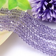Faceted Imitation Austrian Crystal Bead Strands, Grade AAA, Bicone, Medium Purple, 6x6mm, Hole: 0.7~0.9mm, about 68pcs/strand, 15.7 inch(G-M180-6mm-26A)