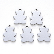 304 Stainless Steel Pendants, Laser Cut, Blank Stamping Tag, Bear, Stainless Steel Color, 16x11.5x1mm, Hole: 1mm(STAS-N092-15)