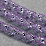 Mesh Tubing, Plastic Net Thread Cord, with Silver Vein, Medium Orchid, 4mm, 50 yards/Bundle(PNT-Q001-4mm-12)