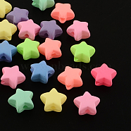 Star Spray Painted Fluorescent Acrylic Beads, Mixed Color, 11x12x6mm, Hole: 2mm, about 1290pcs/500g(MACR-R554-13)