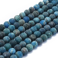 Natural Apatite Beads Strands, Frosted, Round, 8mm, Hole: 1mm, about 48~49pcs/Strand, 15.35 inch(39cm)(G-E561-03-8mm)