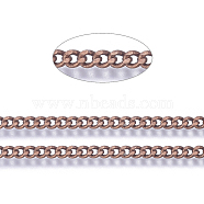 Brass Twisted Chains, Curb Chains, Diamond Cut, Unwelded, Faceted, with Spool, Oval, Lead Free & Nickel Free & Cadmium Free, Red Copper, 3x2x0.6mm, about 301.83 Feet(92m)/roll(CHC-S103-R-NF)