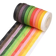 Crepe Paper, For Paper Flower Wrapping, DIY Party Decoration, Mixed Color, 12mm, about 27m/roll(30yards/roll), 11rolls/set(DIY-PH0012-04)