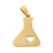 201 Stainless Steel Pendants, Flask with Heart, Golden, 28x23.5x1.5mm, Hole: 8x4mm(STAS-D190-07G)