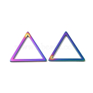 Ion Plating(IP) 304 Stainless Steel linking Rings, Triangle, Rainbow Color, 23.5x27x1.5mm, Inner Diameter: 18.5x21mm(STAS-H212-29MC)