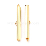 304 Stainless Steel Slide On End Clasp Tubes, Slider End Caps, Real 18K Gold Plated, 40x6x4mm, Hole: 3x1mm, Inner Diameter: 3.5mm(STAS-C044-08F-G)